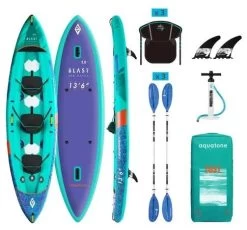 Aquatone Blast 13'6" Recreational Kayak 3-Person Green-Purple