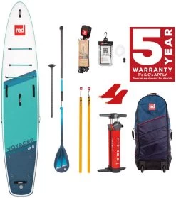 Red Paddle Co. Red Paddle Co 12'0 Voyager MSL Inflatable SUP + Hybrid Tough Paddle White-Teal-Dark Blue