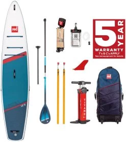 Red Paddle Co. Red Paddle Co 12'6 Sport MSL Inflatable SUP + Hybrid Tough Paddle White-Blue-Dark Blue